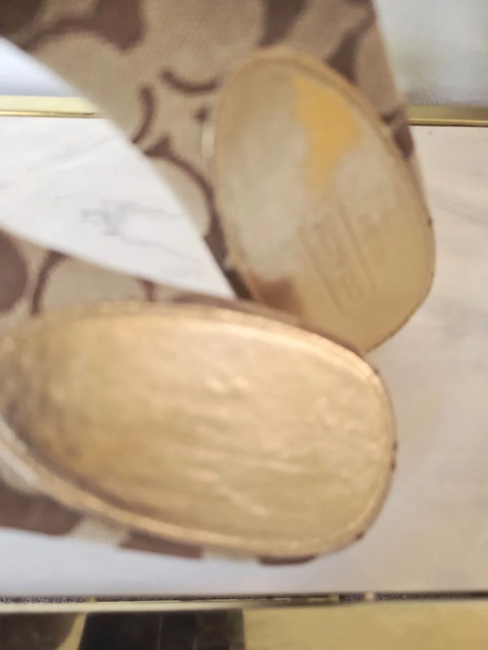 Coach Amazing Gold Leather Flat Slide Sandals Gold Buckle 9.5B - Picture 5 of 6